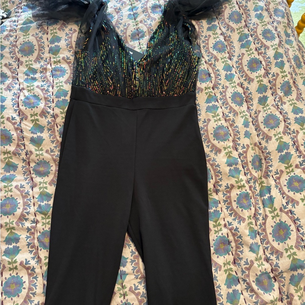 Fashion Nova Black Jumpsuit with Sequin Bodice